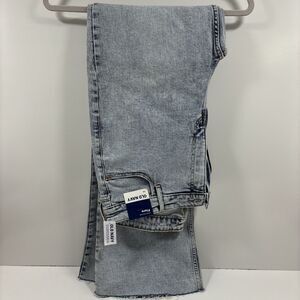 Old Navy Higher High Rise‎ Flare Jeans Size 14 Acid Wash Raw Hem